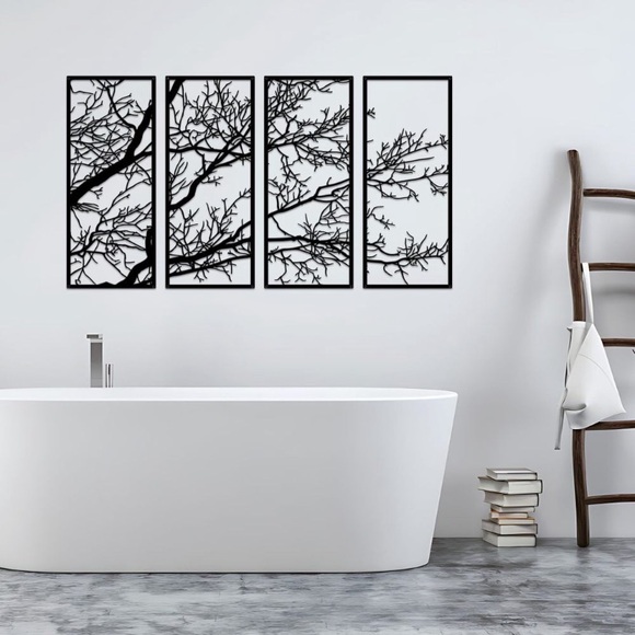4 Pieces Tree Of Life Metal Wall Decor, Black Tree Branch Metal Wall Art, Tree🐘